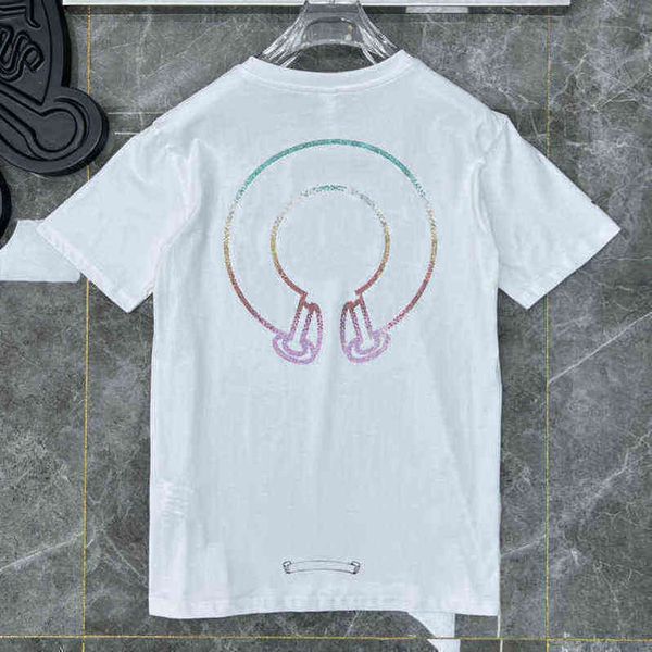 

designer classic men's t shirts ch summer short sleeves letter horseshoe sanskrit cross print sweatshirts t-shirts woman loose tees c79, White;black