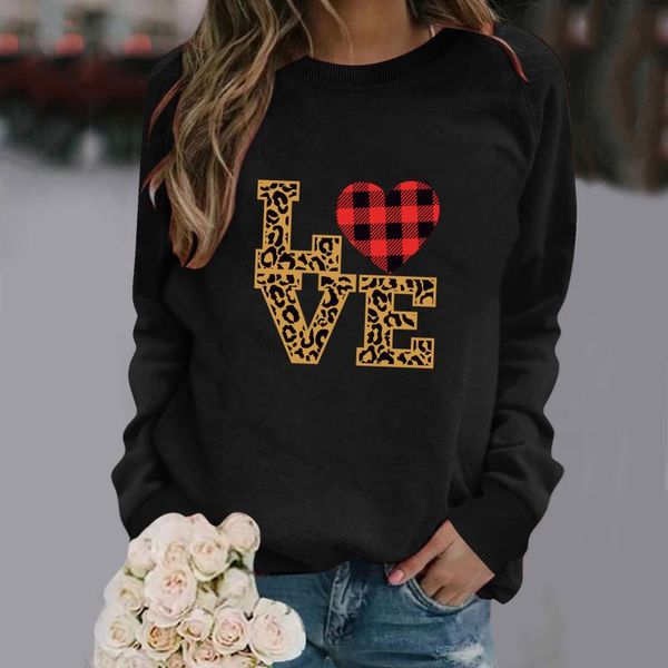 Damen Hoodies Sweatshirts Schwarz Kordelzug Damen Print Langarm Sweatshirt Lässige Bluse Pullover Einfarbig DamenDamen