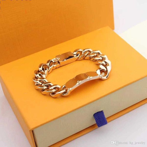 

designer silver love bracelet men women gold bracelets chain fashion personality hip-hop thick hanging bracelet luxury jewelry, Golden;silver