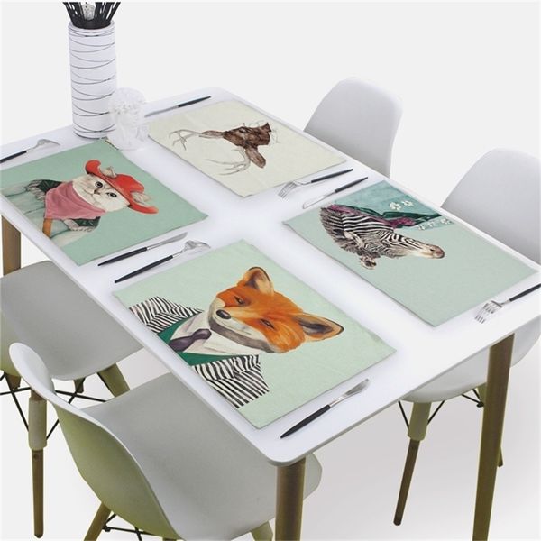 Animal serviette de tabela tecido guardanapo de chá toalha toalha urso cervo coruja cão mr.animal 43 * 32cm guardanapos de linho para papel de casamento guardanapo T200618