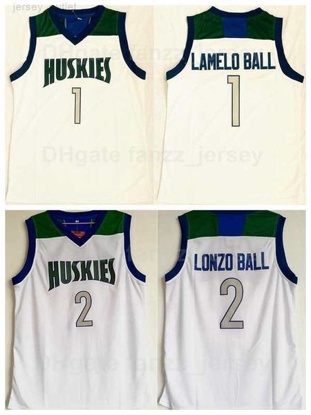 Chino Hills Huskies High School Basketball 2 Lonzo Ball Jerseys 1 Lamelo Team Color White Away Stitching and Sewing Sports Pure Cotton Breathable Men Sale