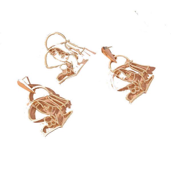 

charm new arrival women alloy hip hop girl drop earrings brooch 3 pieces fashion personality jewelry set stunning accessories 220707, Golden