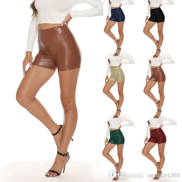 

plus size s-5xl womens pu shorts streetwear leather short pant fashion style high waist nightclub pants, White;black