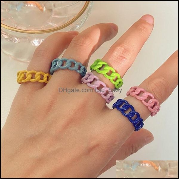  Bandringe Schmuck Offener Ring Candy Farbe Legierung Finger Für Frauen Spray Kette Einstellbar Vintage Punk Männer Anillos Mujer Drop Lieferung 2021 DV6