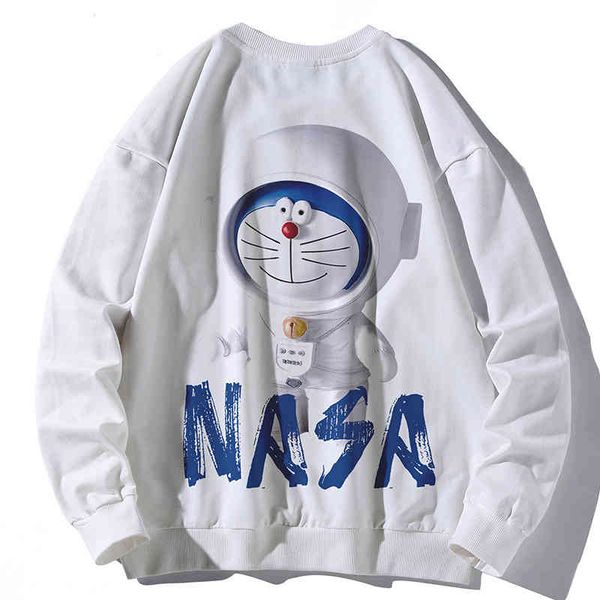 

nasa cotton spring and autumn new round neck sweater men's pullover long sleeve loose 2022 national trend, Black