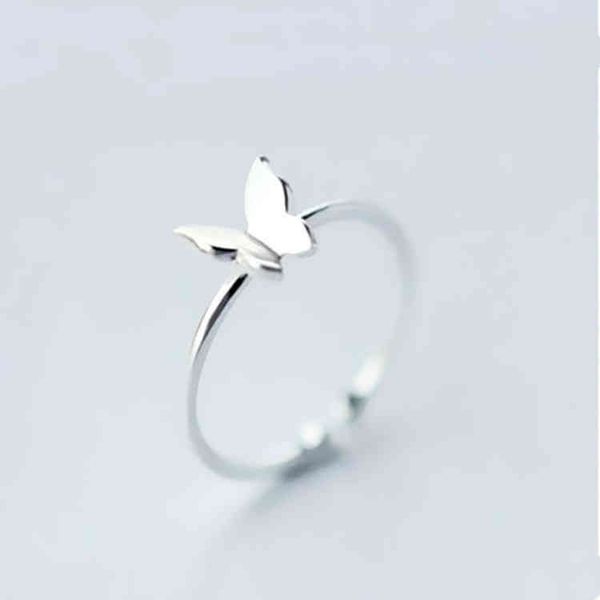 

rings simple sen series small fresh butterfly ring female student gift korean temperament smooth opening jewelry, Silver