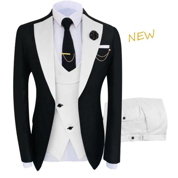 Erkek Suit Blazers moda tarzı bakım smokin erkek takım elbise butik zarif beyefendi erkek giyim 3 adet set lüks konuk gelinlik