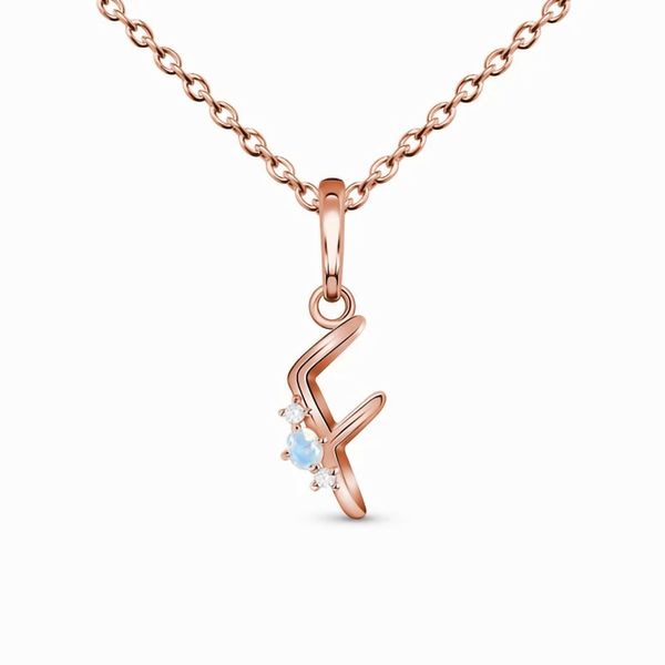 

ladies sterling silver necklace letter f shape rose gold charm casual accessories