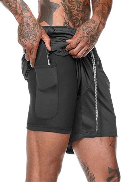

men phone pocket 2 in 1 sports shorts b1zw#, White;black