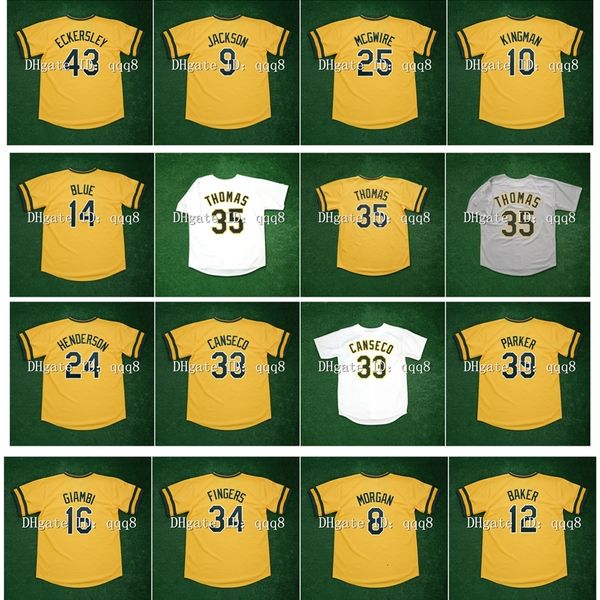 Maglia da baseball Na85 vintage 1982 Vida Blue Reggie Jackson Frank Thomas Rickey Henderson Jose Canseco Dave Parker Dennis Eckersley Mark 25