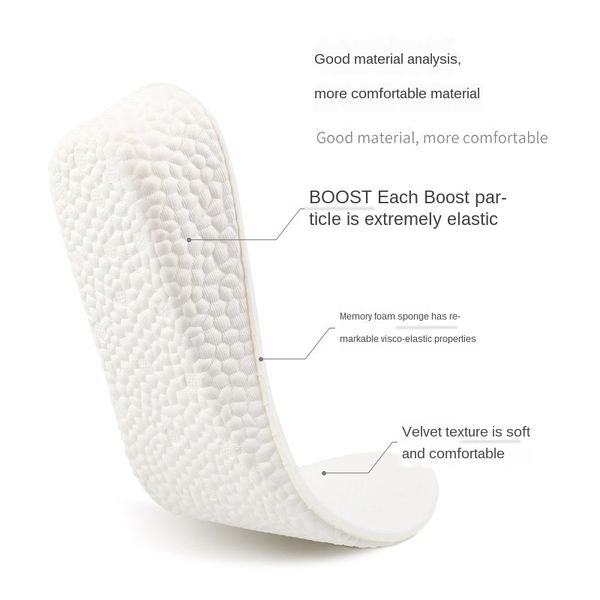 

increased motion damping insole basketball damping breathable elastic soft boost insole height increase, White;pink