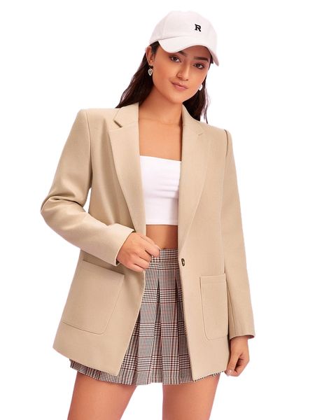 

lapel collar dual pocket single button overcoat c2cc#, Black