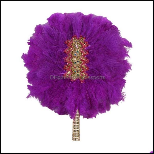 Andere Wohnkultur Garten Hochzeit Custom Hand Fan Red Series Feather Po Requisiten mit Steinen mticolor doppelseitige Partyzubeh￶r Braut Drop de de