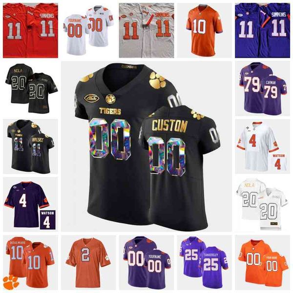 

xflsp custom clemson tg stitched college football jersey 84 davis allen 10 baylon spector 71 jor dan mcfadden 12 tyler venables 75 trent, Black