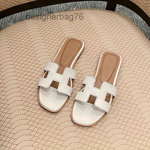 

designer herme women slippers sandals shoes women's summer genuine wear 2023 flat bottomed travel holiday beach shoes seaside line, Black