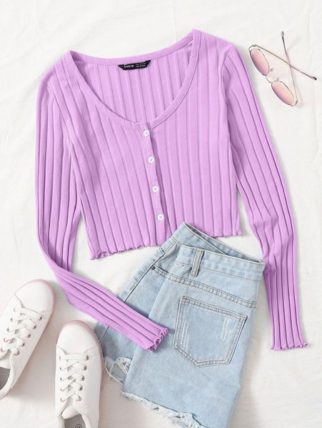 

button up lettuce trim crop b3ih#, White