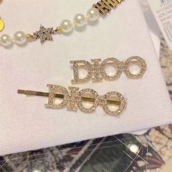 

75% off clearance jewelrys new letter pearl crystal hairpin high version brass material temperament net red hair ornament, Golden