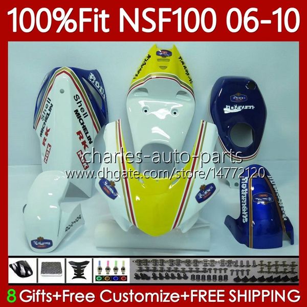 Fiberglas-Rennverkleidungen für HONDA NSF100 NSF-100 NSF 100 06 07 08 09 10 Karosserie 116No.62 NS-F100 Rothmans Blue 2006 2007 2008 2009 2010 Glasfaser-Spritzgusskörper