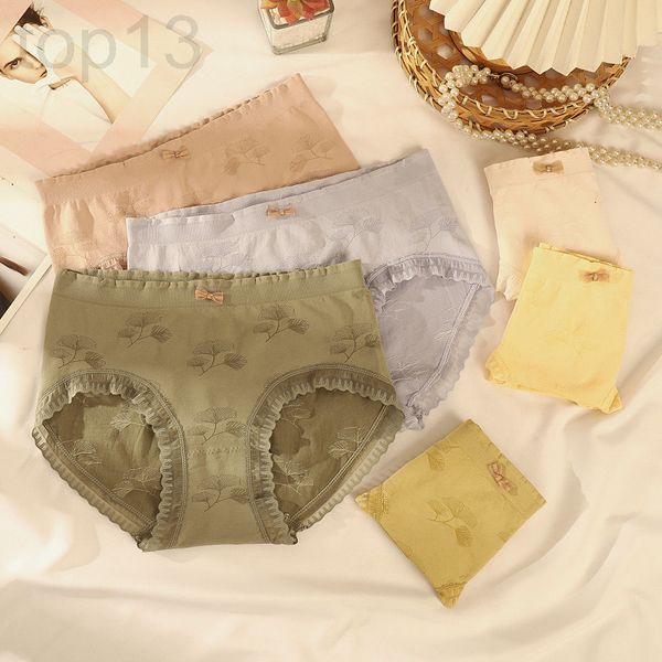 

women's panties designer french underwear women's middle waist lace flower breathable pure cotton crotch soft and comfortable hip, Black;pink