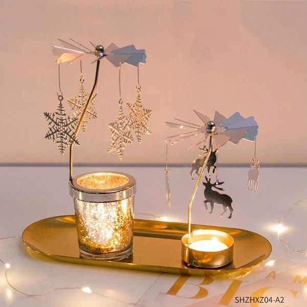 Titulares de vela Gold Glass Holder Cup Stand Metal Creative Romantic Rotary Minimalist Centro de Mesa Decoração Home Df50zt