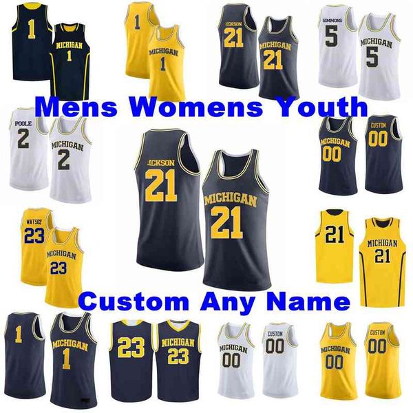 Michigan Wolverines Trikots Cole Bajema Jersey CJ Baird Eli Brooks Colin Castleton Davis College Basketball Trikots Herren MENSCH