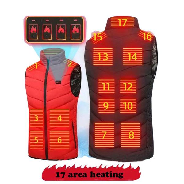 Мужские жилеты 17 нагревательные зоны жилет электрические USB с подогревом куртки графеновые мужчины женщины теплые спортивные одежды для кемпинга плюс размер снега зима