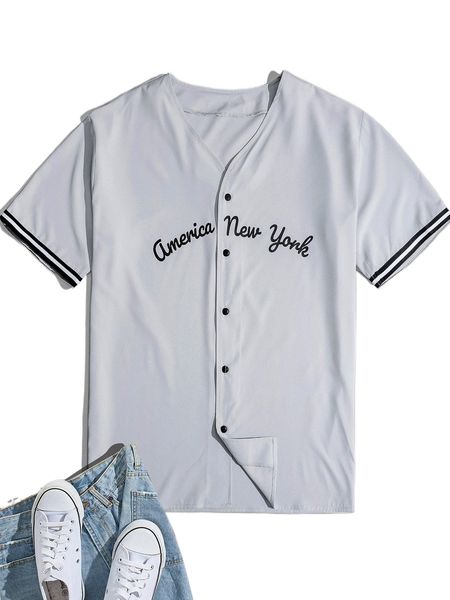 

men letter graphic contrast tape shirt z00t#, White;black