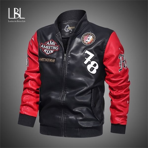 

mens leather jackets new faux pu leather jackets motorcycle biker jackets winter coats baseball pilot zipper bomber jacket men lj201013, Black;brown