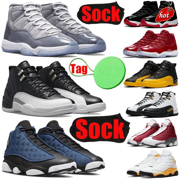 

cool grey basketball shoes 11 12 13 mens womens playoffs 11s 12s 13s brave blue royalty utility court purple del sol red flint men women, Black