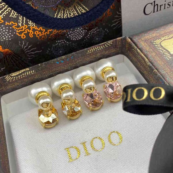 

d home 2022 new tortoise diamond pearl earrings fashion fashion personality sense light luxury female earrings2022 brand trend design ladies, Golden