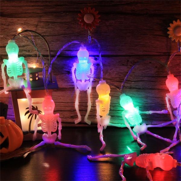 Saiten Schädel LED Lichterketten Halloween Dekorationen für Zuhause Outdoor Urlaub Party bunte Skelett Dekor schreckliche RequisitenLED StringsLED