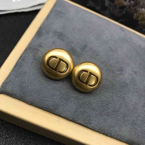 

2022 factory wholesale new medieval vitingecd small golden bean brass old round earrings, Golden;silver