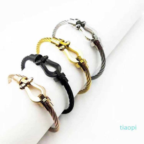 

latest steel wire bracelet with box, Black