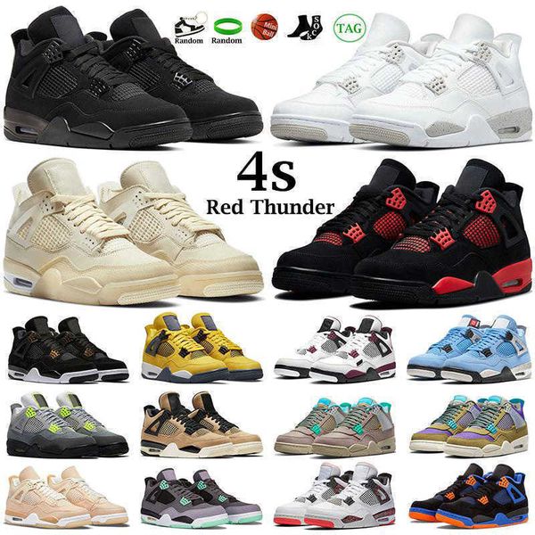 

men women basketball shoes jumpman 4s red thunder 4 fire cactus jack university blue white oreo black cat bred metallic green mens trainers