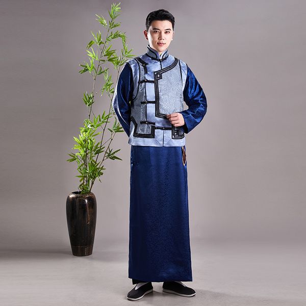 

tv film stage wear men's qing dynasty costume chinese ancient traditional male long gown prince clothing carnival performance outfit, Black;red