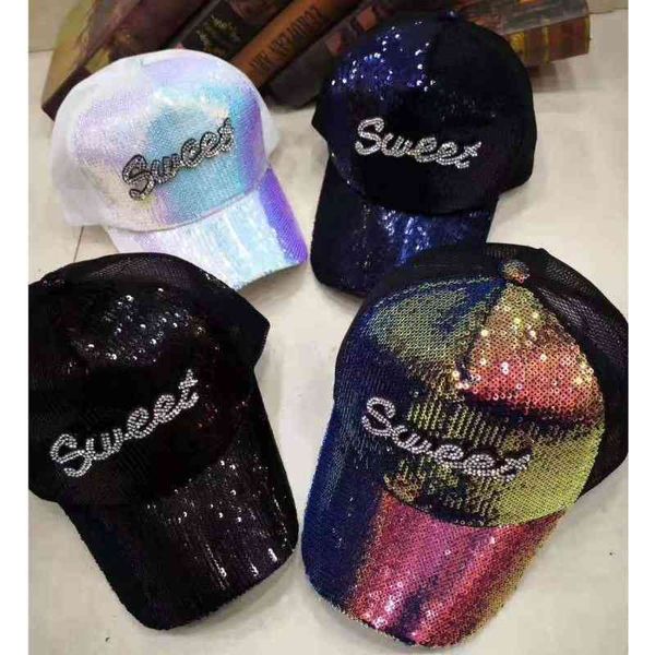 

designer trucker straw cowboy hat man woman gradient sequin children's spring summer trend baseball letter rhinestone sunshade duck ton, Blue;gray