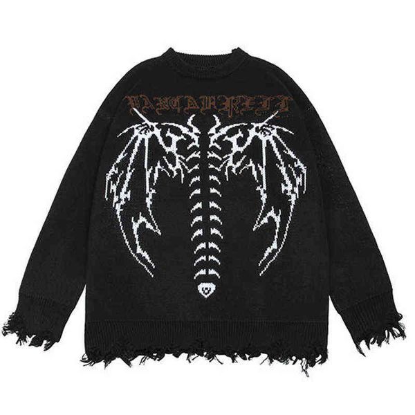 Winter High Street Übergroßen Vintage Gothic Stil Gedruckt Gestrickte Pullover Männer Hip Hop Harajuku Casual Lose Pullover Unisex T220730