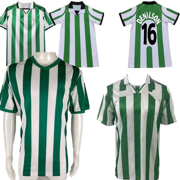 76 77 Gerçek Retro Futbol Formaları 94 95 96 97 98 Klasik Vintage Futbol Gömlek Alfonso Betis Joaquin Finidi Denilson Eve Uzaktan Yeşil S-2XL