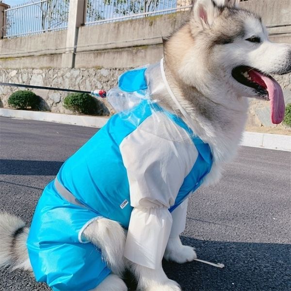 Capinho de chuva de cachorro Roupas à prova d'água para macacão de cachorro Corgi Golden Retriever Labrador Siberiano Husky Large Big Dog Roupas Dropship 201015