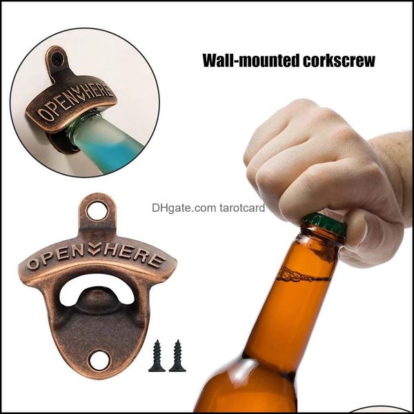 Sublimazione Cavatappi da parete creativo Apribottiglie di birra antica Pareti in lega di zinco Cavatappi Gadget da cucina a parete Drop Delivery 2021 O