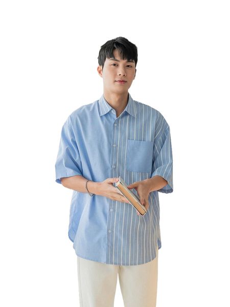 

men striped button through shirt w0li#, White;black