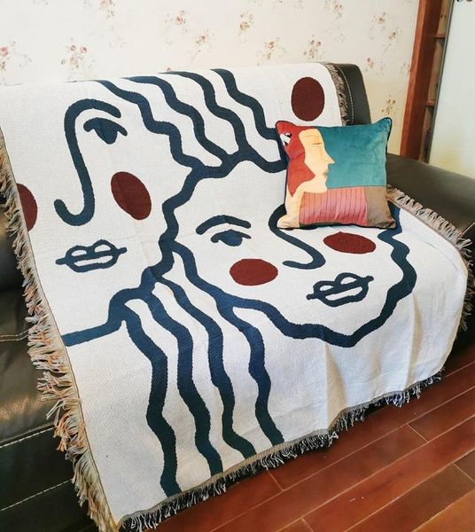 Coperte Asciugamano americano Copertura completa Copriletto decorativo in maglia geometrica per divano scozzese sul letto Decorazione della casa