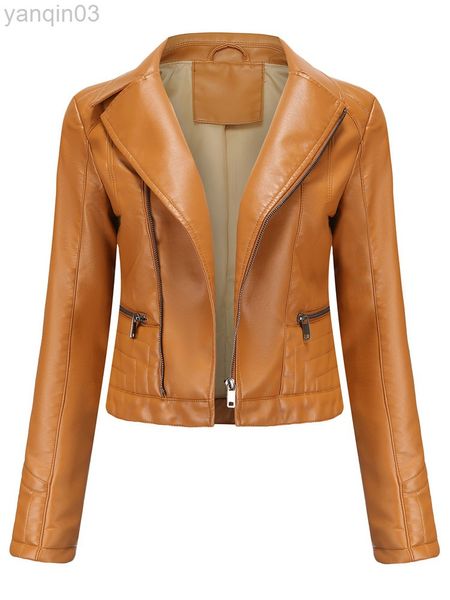 Giacche e cappotti in pelle autunno pu Donna Classic Moto Biker Streetwear Giacca Lady Basic Coat Plus Size Capispalla corto L220801