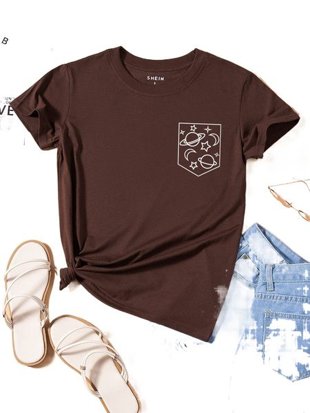 

moon & star print tee x8l7#, White