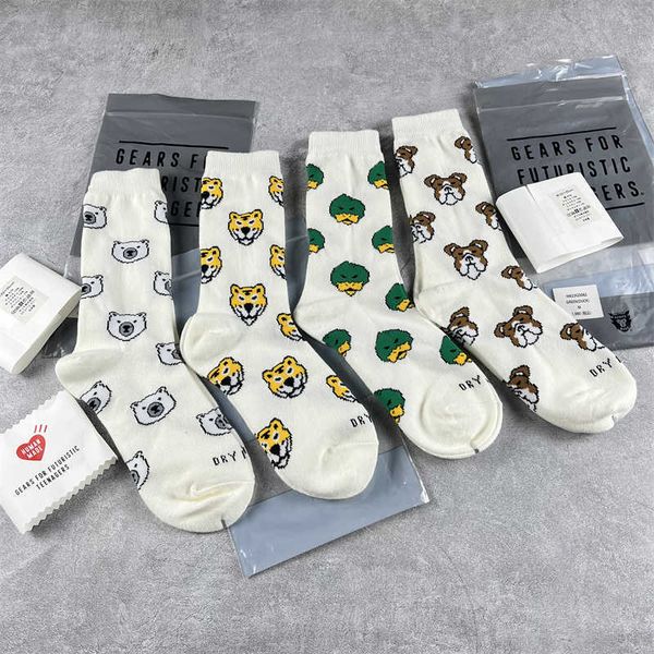 

men's and women's socks humanmade japanese basic animal socks combed cotton medium tube men's and women's socks polar be, Black