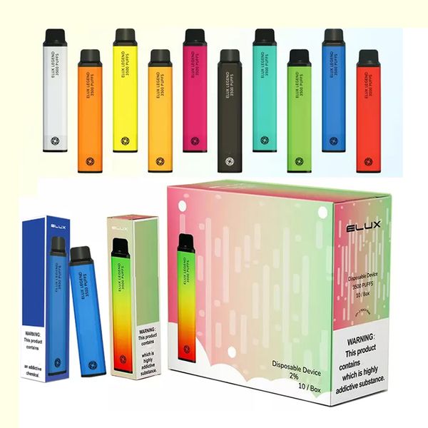 

18650 battery elux legend disposable battery e cigarettes 3500 puffs vape pen 1500mah vaporizer stick vapor kit 2% 10ml pre filled cartridge