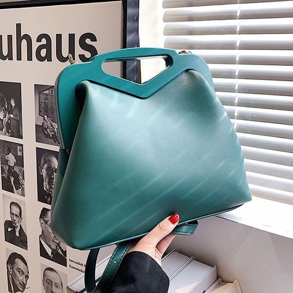 Vintage Frauen PU Leder Shell Handtasche Luxus Designer Clip Taschen Winter Weibliche Umhängetaschen Grün Gelb Shoulder2800