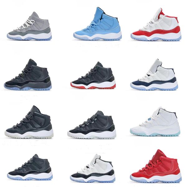 

kids 11 11s space jam bred concord gym red basketball shoes children boy girls 11s midnight navy sneakers toddlers birthday gift, Black