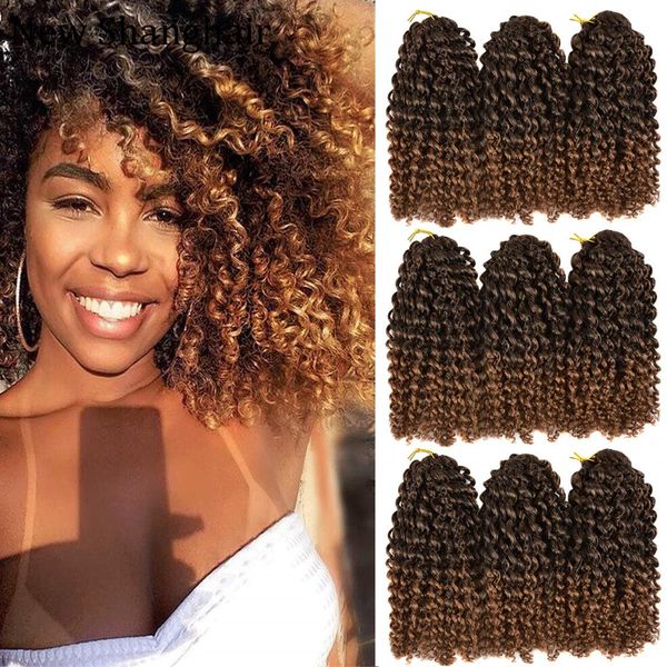 

new shanghair 8 inch synthetic short passion twist hair marlybob crochet hair 3 small bundles kinky curly crochets hair for black women bs05