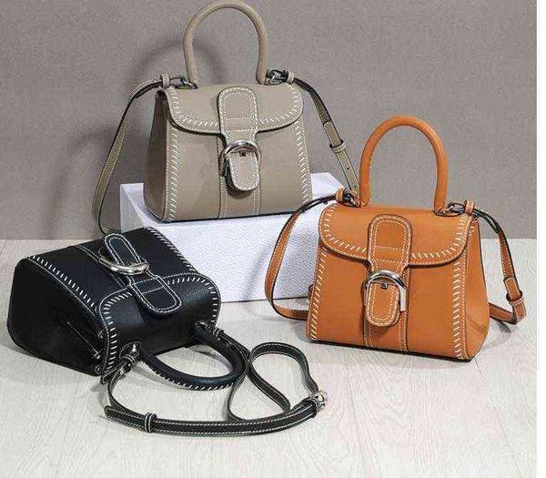 

new twill hand-stitched delvaux handbags diagonal cowhide handbag